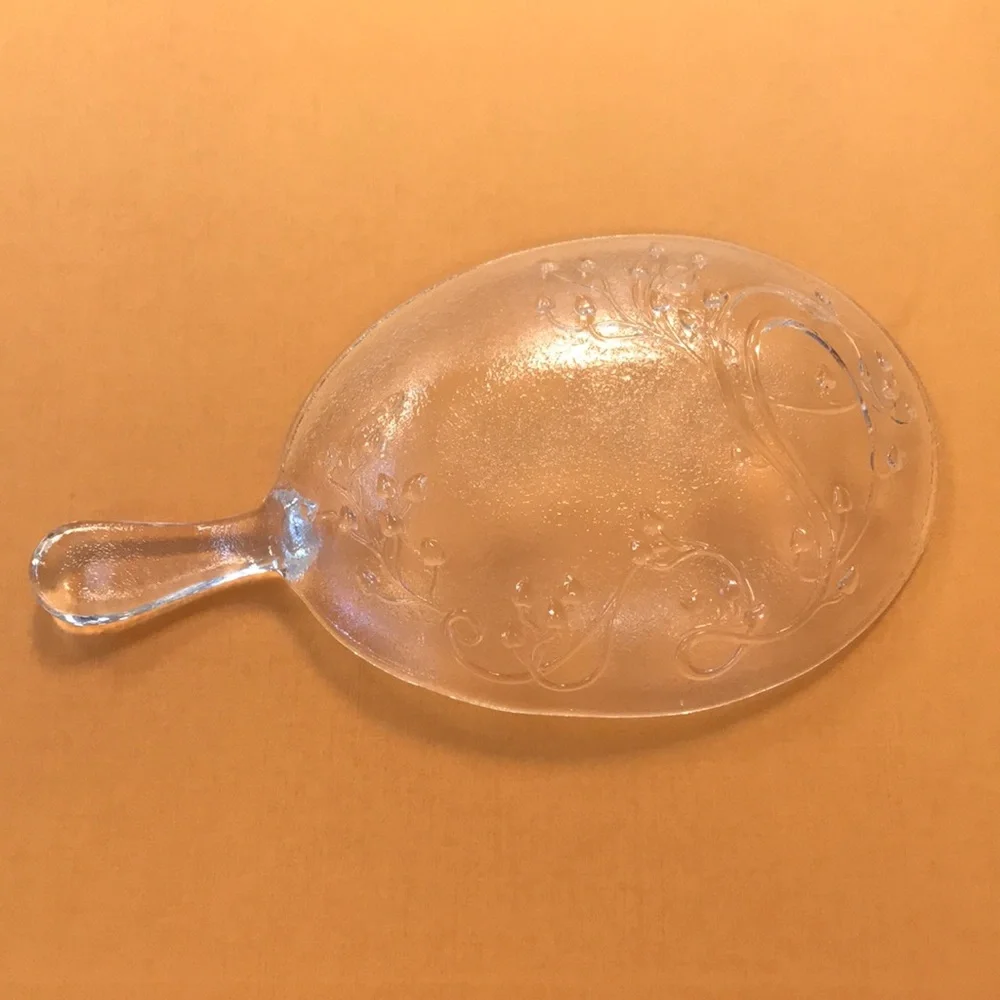 Vintage Frosted Glass Serving Dish with Handle‎